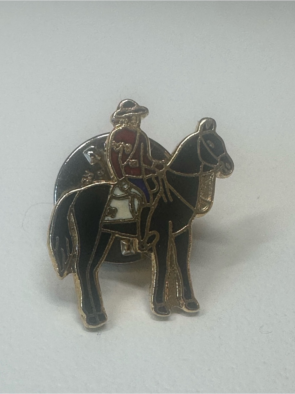 R.C.M.P Horseback Royal Canadian Mounted Lapel Pin Gold Figural Tie Tack Vtg